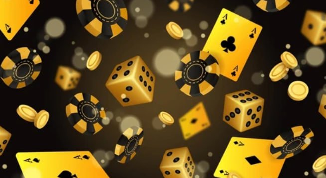 Dice combinations determine outcomes Close-up of three dice showing different combinations